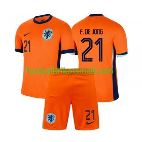 Fußballtrikots Niederlande Frenkie de Jong 21 Kinder EURO 2024 Kurzarm Heimtrikotsatz kaufen